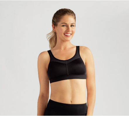 Amoena Power Sports Bra Medium Support Black Grey 1152 Jelena Styles Lingerie